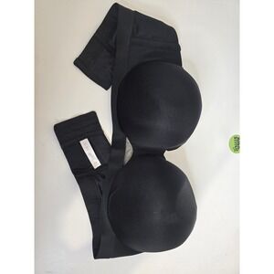Cacique Strapless Bra Womens 44DD Underwire Smooth Padded Black Lingerie